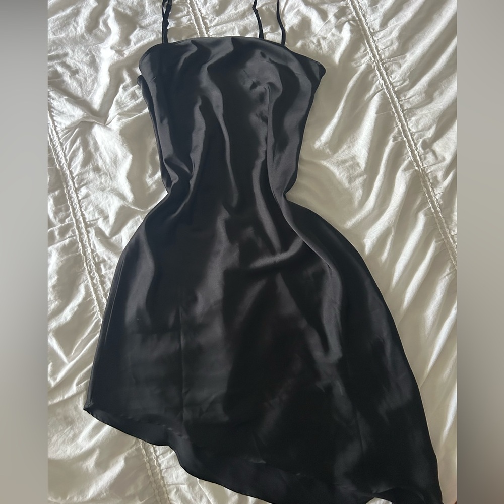 Forever 21 Asymmetrical Black slip Dress Spaghetti Strap
